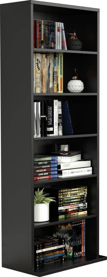 VDD Cd opbergkast 6 vakken opbergen CD games vakkenkast open wandkast 43 cm x 20 cm x 115 cm