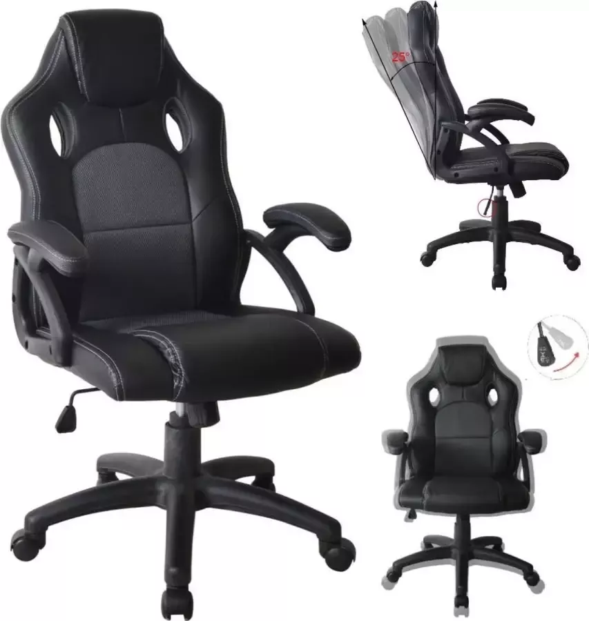VDD Gaming Gamestoel Wouter junior bureaustoel hoogte verstelbaar zwart