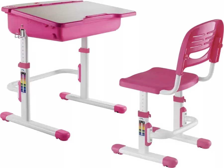 VDD Kinderbureau meisje met bureaustoel tekentafel schooltafel ergonomisch verstelbaar - Foto 1