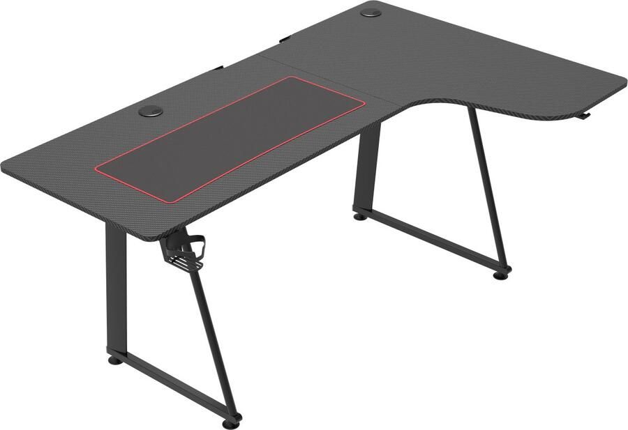 VDD Gaming – Bureau Gaming Bureau – Game Bureau game Hugo Gaming desk – Computer Tafel L vormig hoekbureau 160 cm x 60 cm – Carbon