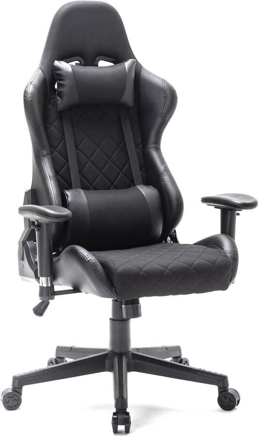 VDD Gaming Gamestoel Classic bureaustoel – voetensteun stof bekleding – zwart