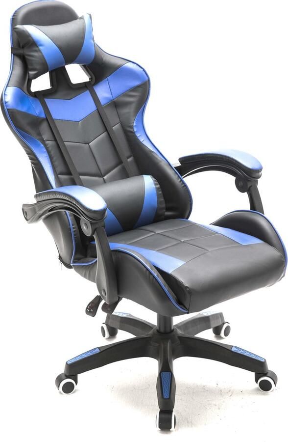 VDD Gamestoel Cyclone tieners bureaustoel racing gaming stoel blauw zwart