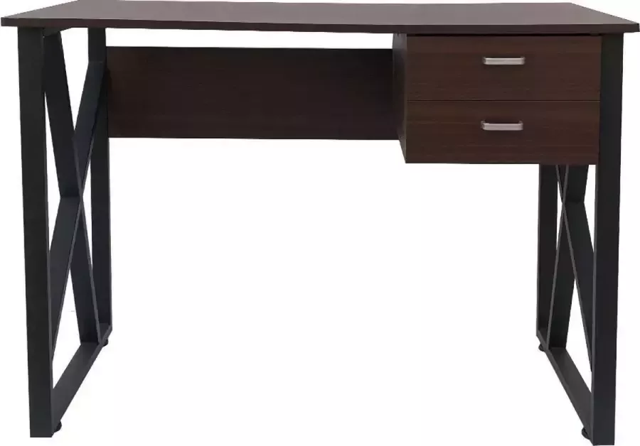 VDD Industrial Vintage Design Bureau computer tafel Stoer laptop buro zwart metaal bruin hout