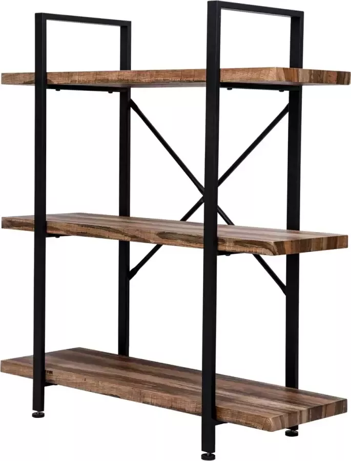 VDD Industrial Vintage Design Wandkast Stoer open boekenkast industrieel design 101 cm hoog zwart