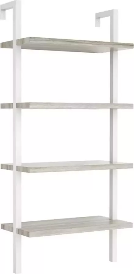 VDD Industrial Vintage Design Wandrek ladder boekenkast Stoer industrieel metaal hout 152 cm hoog wit