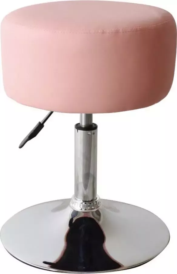 VDD Krukje retro vintage industrieel kaptafel kruk stoel hoogte verstelbaar tot 65 cm roze - Foto 1