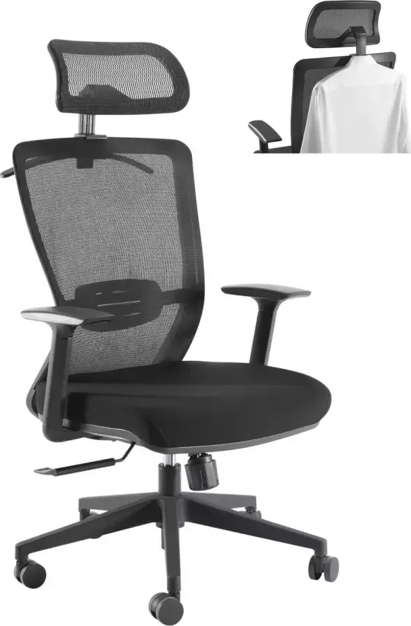 VDD Office Bureaustoel comfort kantoorstoel ergonomisch verstelbaar mesh stof zwart - Foto 2