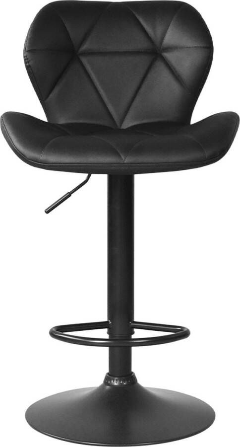 VDD Set van 2 zwarte barstoelen Barkruk met rugleuning In hoogte vestelbare barkrkukken - Foto 2