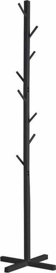 VDD Staande kapstok hout boom kapstok 8 haken 178 cm hoog zwart
