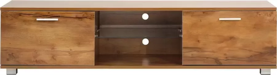 VDD TV meubel dressoir led verlichting 140 cm breed bruin houtstructuur - Foto 1