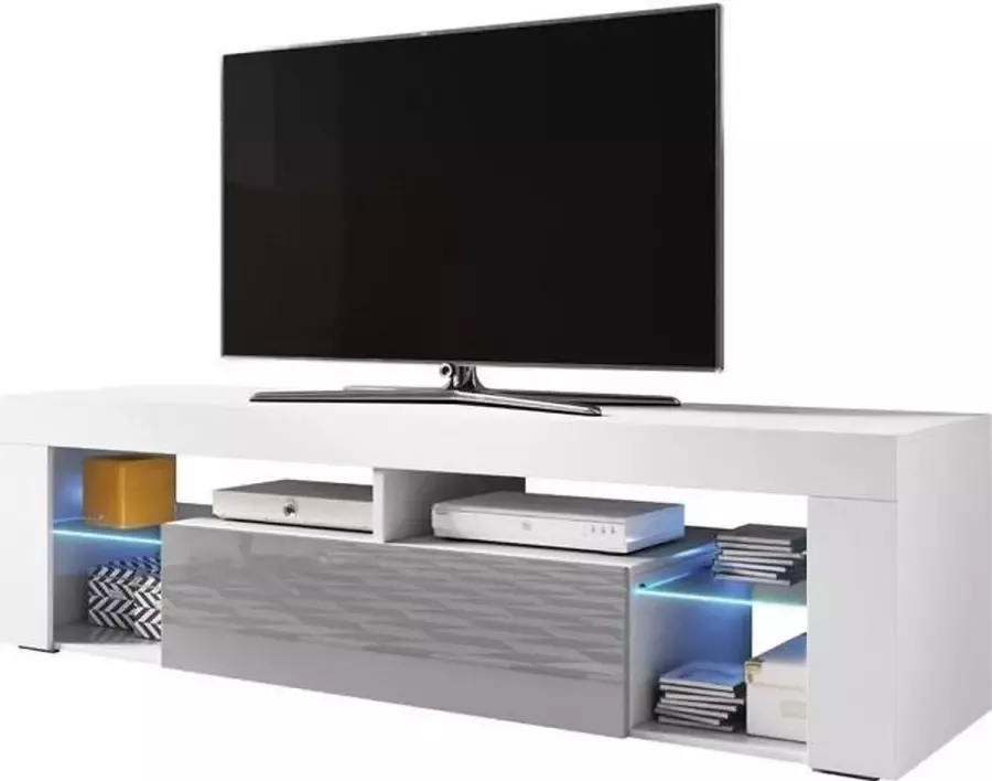 VDD TV meubel kast Hugo media meubel met verlichting wit grijs