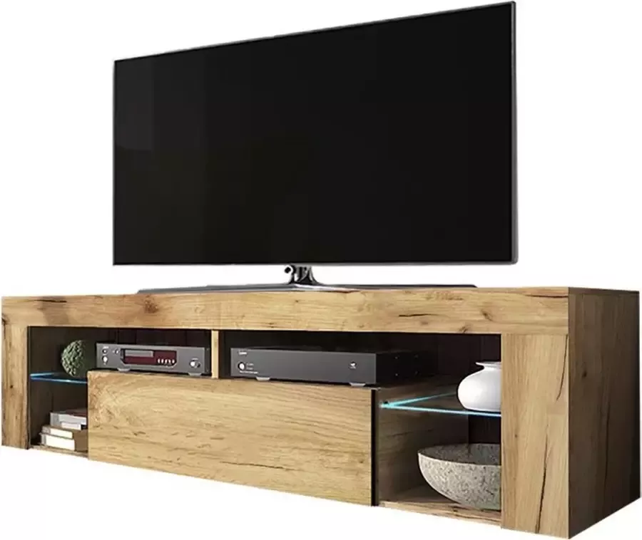 VDD TV meubel TV dressoir Hugo incl LED bruin houtstructuur