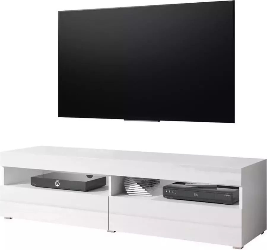 VDD TV meubel TV kast Kubrick 140 cm body wit front kleppen hoogglans wit - Foto 1