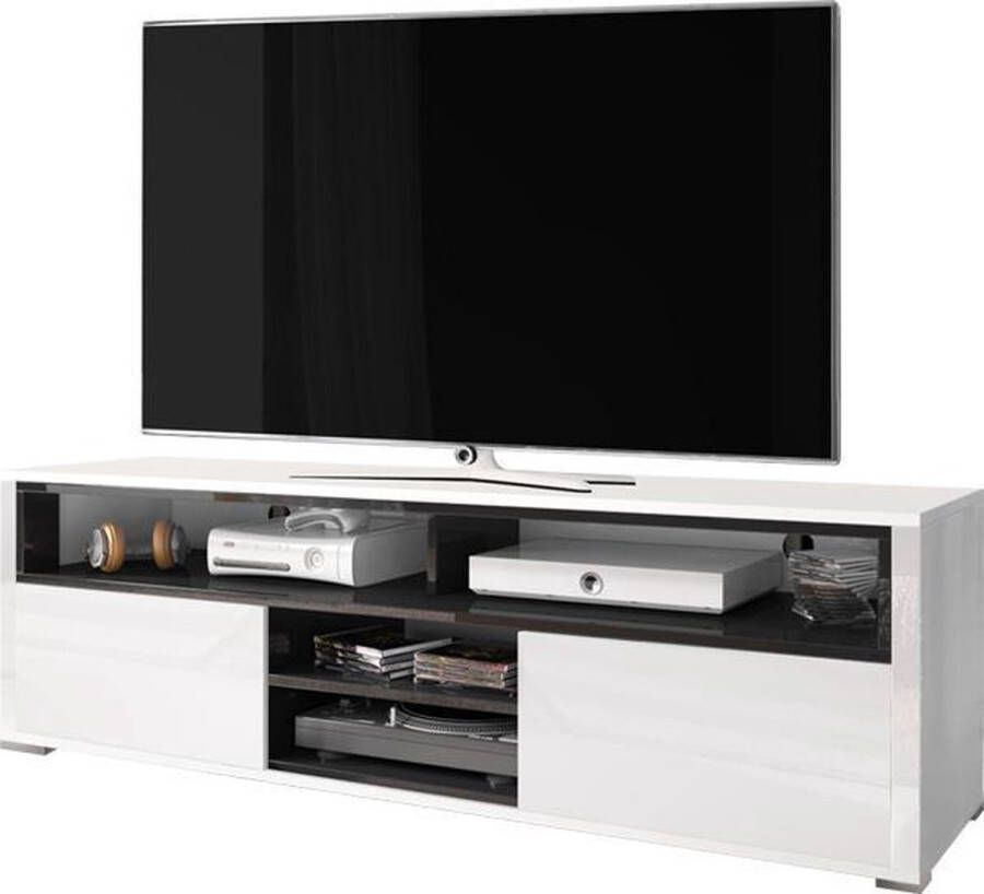 VDD TV meubel TV kast Mario design 137 cm wit met zwarte afwerking