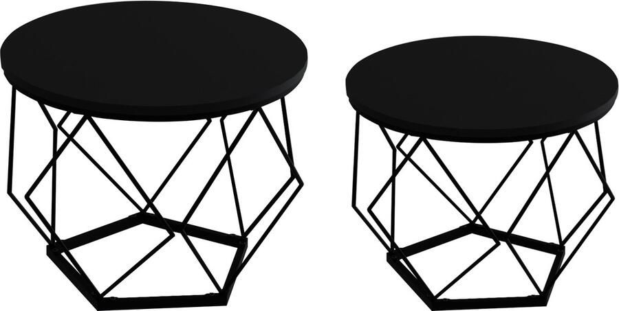 VDD Bijzettafel Salontafel Salon tafel Salontafel zwart salon tafel zwart Salontafel industrieel bijzettafeltje industrieel vintage stijl salontafels set van 2