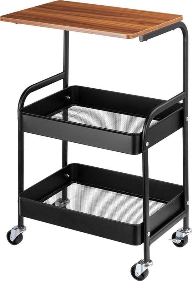 VDD Bijzettafel Woonkamer Bijzettafel Zwart Bijzettrolley Bijzettafel op Wieltjes Bijzettafel Vierkant Bijzettafel Industrieel