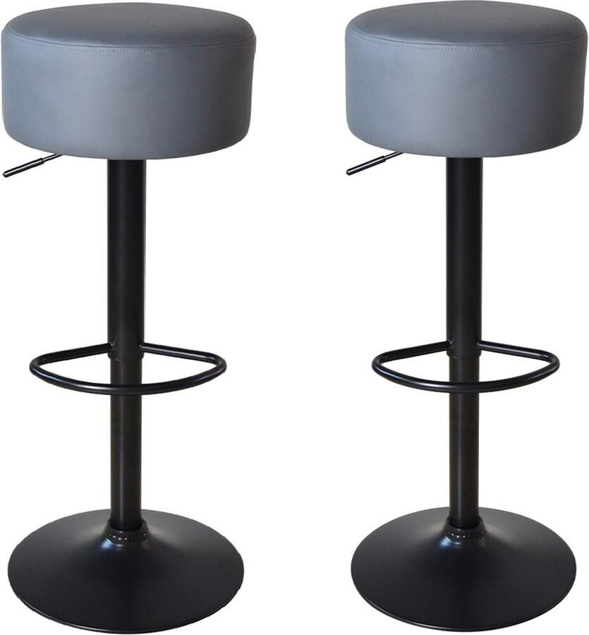 VDD Elegante Barkrukken met Grijze Zitting en Verstelbare Hoogte Keukenstoel Set van Twéé - Foto 2