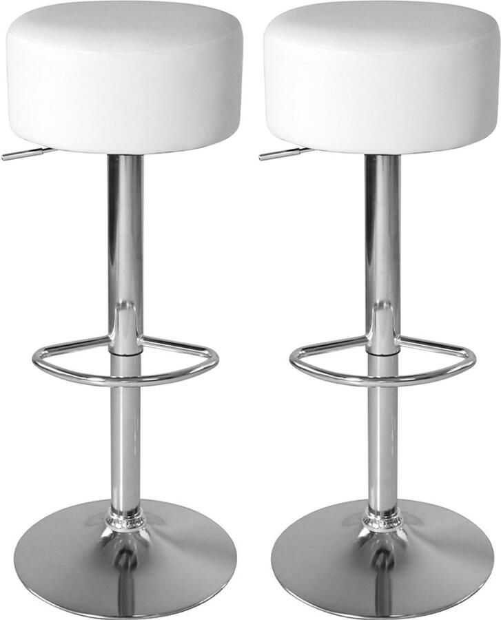 VDD Elegante Barkrukken met Witte Zitting en Verstelbare Hoogte Keukenstoel Set van Twéé - Foto 2