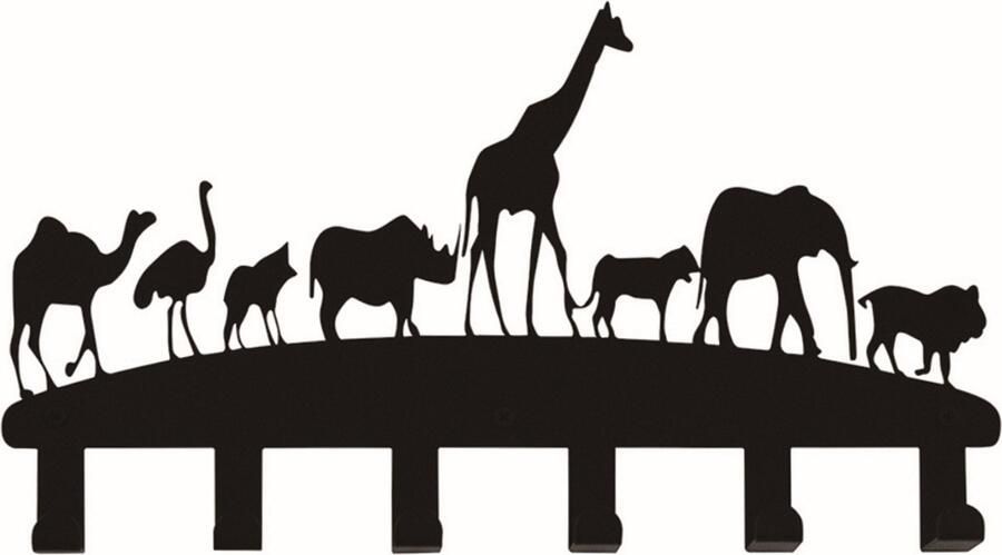 VDD Kapstok kinderkamer jungle safari dieren wandkapstok 6 haken babykamer