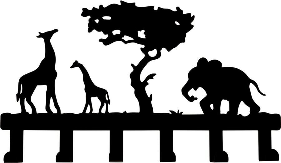 VDD Kapstok kinderkamer jungle safari dieren wandkapstok 6 haken babykamer