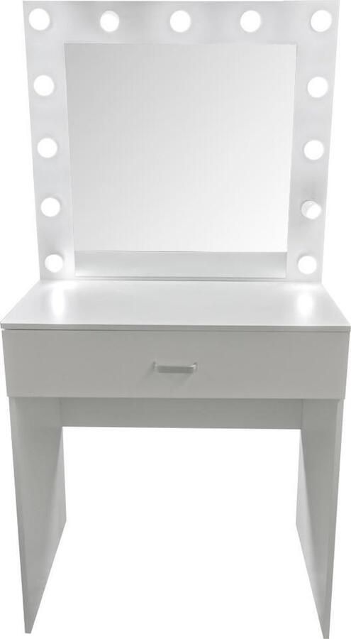 VDD Kaptafel make up visagie opmaaktafel toilettafel spiegel met verlichting wit - Foto 2