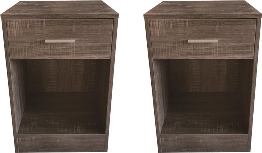 VDD Nachtkastje (set van 2) halkastje met lade 60 cm hoog bruin