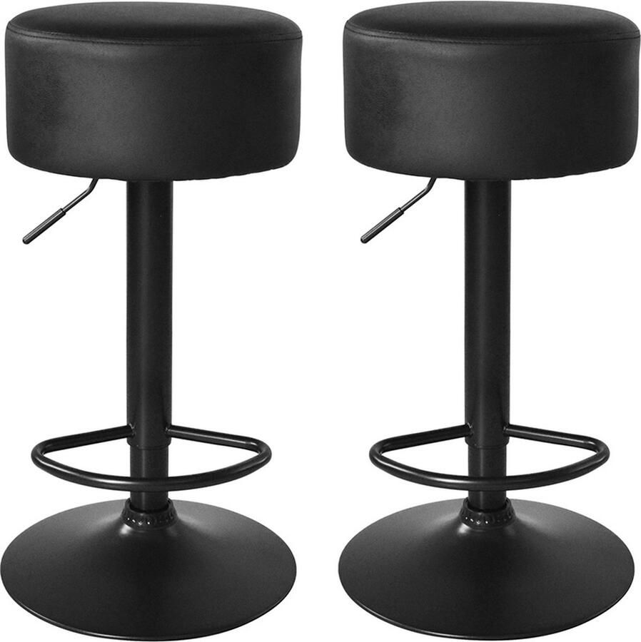VDD Set van 2 barkrukken in hoogte verstelbaar Barkruk zwart keukenstoel