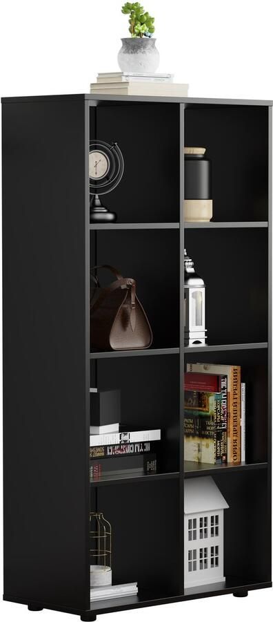 VDD Vakkenkast Boekenkast Wandkast Opbergkast Zwart 8 vakken