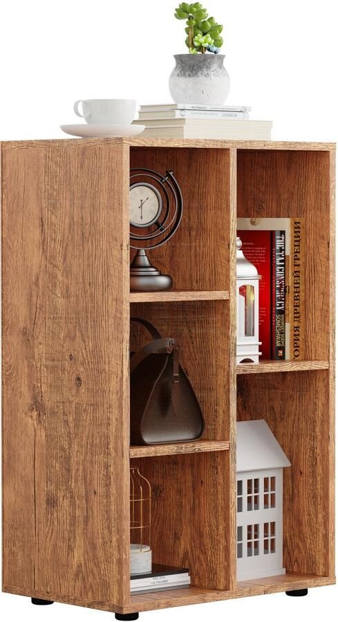 VDD Vakkenkast Vakken kast Vakkenkast Roomdivider Vakkenkast Oak Wandkast Wand kast Boekenkast Oak Boeken kast Oak 5 vakken - Foto 2