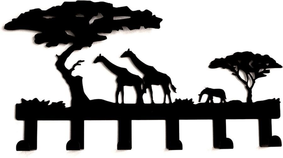 VDD Wandkapstok kinderkamer jungle safari dieren wandkapstok 6 haken babykamer