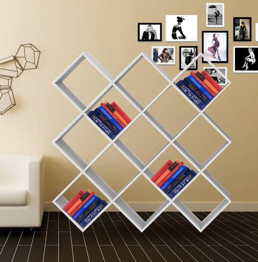 VDD Vinyl Wish Boekenkast Vinyl LP kast roomdivider open design Nelis 13 vakken wit