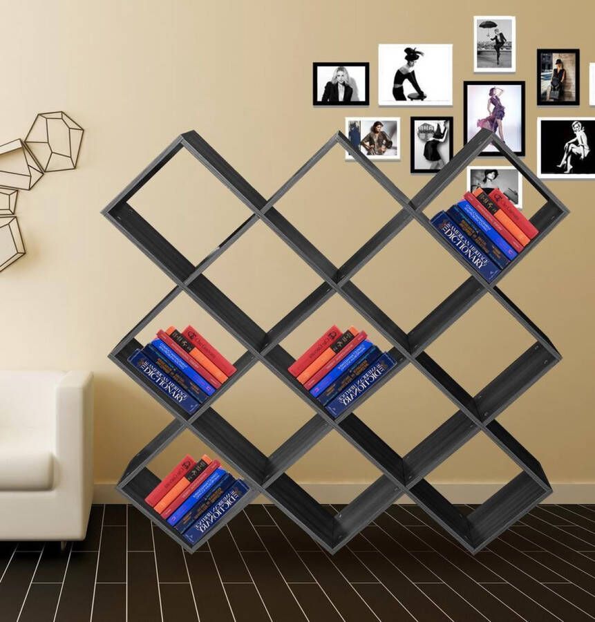 VDD Vinyl Wish Boekenkast Vinyl LP kast roomdivider open design Nelis 13 vakken zwart