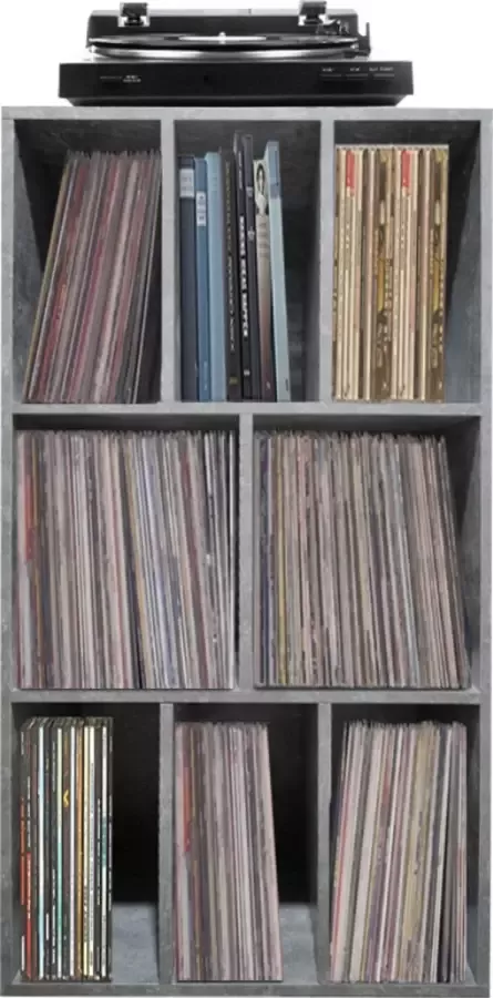 VDD Vinyl Wish LP vinyl opbergkast platenkast opbergen lp vinyl platen boekenkast 8 vakken grijs beton look - Foto 2