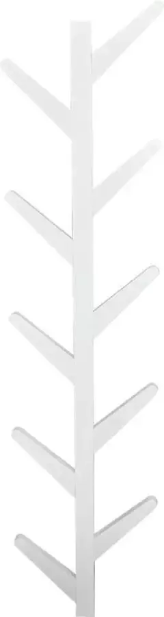 VDD Wandkapstok boomstam tak design hangende muurkapstok 125 cm hoog 10 haken wit