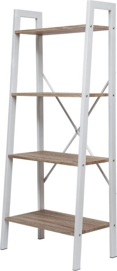 VDD Wandkast Stoer metaal hout industrieel design open boekenkast 137 cm hoog wit