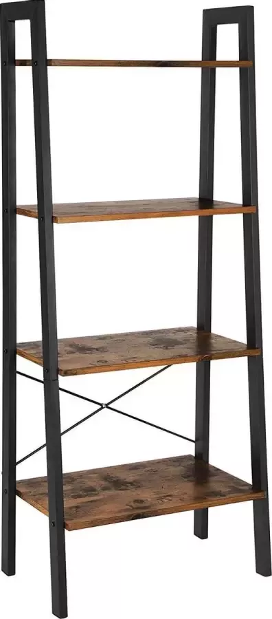 VDD Wandkast Stoer metaal hout industrieel design open boekenkast 137 cm hoog zwart - Foto 2