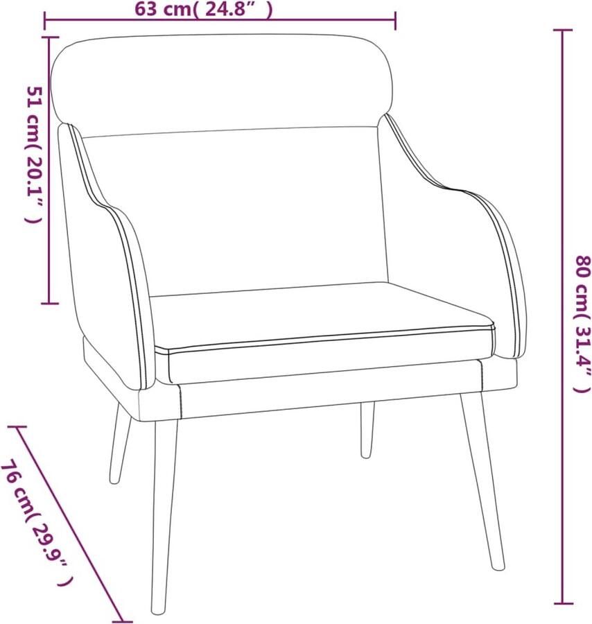 The Living Store Fauteuil 63x76x80 cm fluweel crèmekleurig Comfortabele Fauteuil Fluweelfauteuil Lounge Stoel Fauteuils Relaxfauteuil - Foto 2
