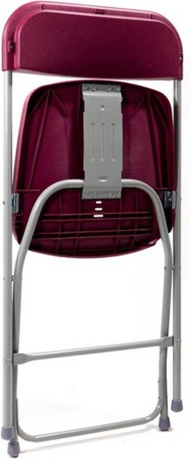 Huismerk Essentials Budget klapstoel grijs bordeaux set van 8 opklapbaar en stapelbaar stalen frame 43x45x80cm (LxBxH)