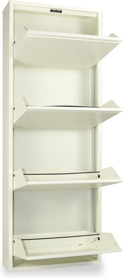 Veehaus Griffin Praktisch Schoenenrek -Schoenenrek Wit Schoenenrek met 4 Niveaus Schoenenkast Wit Schoenenrek metaal industrieel Metaal 50 x 137 x 15cm -Wit