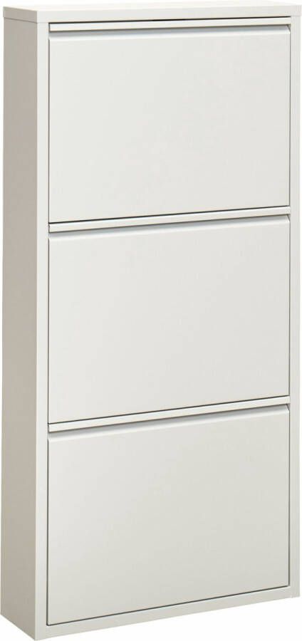 Veehaus Kelley Praktisch Schoenenrek -Schoenenrek Wit Schoenenrek met 3 Niveaus Schoenenkast Wit Schoenenrek metaal industrieel Metaal 50 x 104 x 15cm -Wit