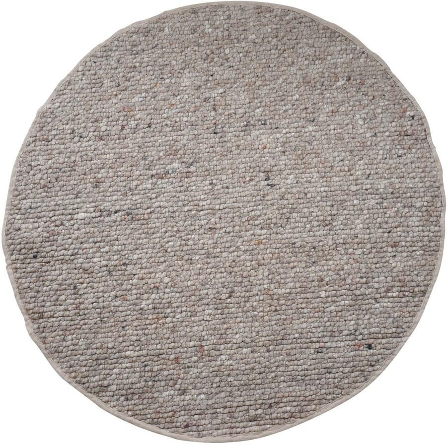 Veer Carpets Vloerkleed Steve Donker Beige Rond ø160 cm Wollen Design Vloerkleed in Scandinavische Japandi Stijl