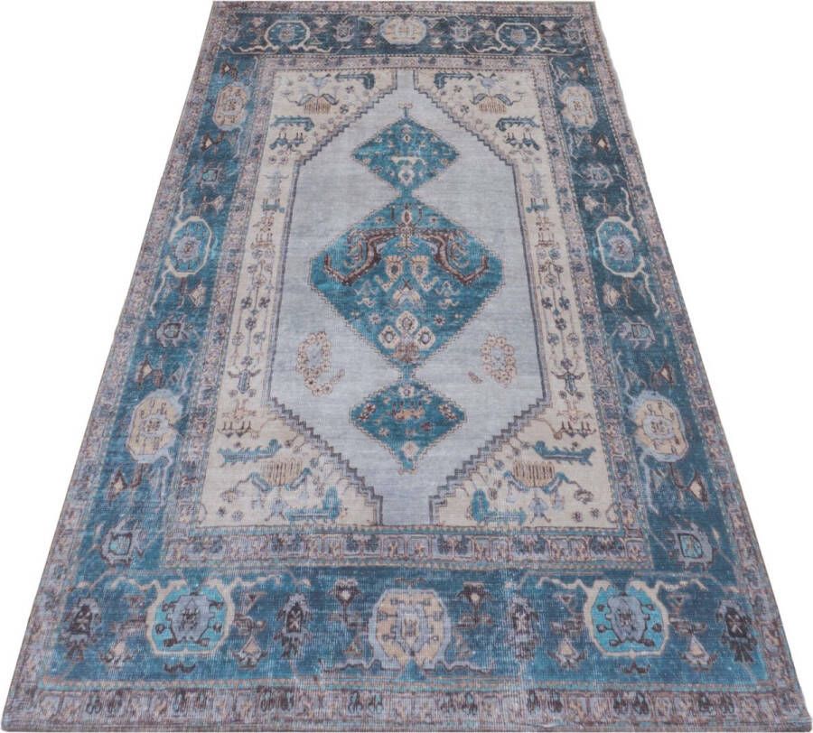 Veer Carpets Vloerkleed Karaca Blue 03 70 x 140 cm