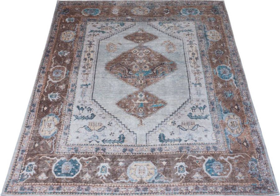 Veer Carpets Vloerkleed Karaca Blue Brown 06 160 x 230 cm