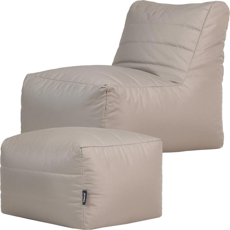 Veeva Modulaire Sun-zitzakset voor Binnen en Buiten Beige Zitzak Modulaire Sofa Zitzakstoel Volwassenen met Vulling Waterdicht