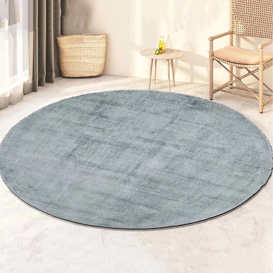 Velaar Milan Königlich Viscose Vloerkleed Rond Laagpolig Blauw 115 CM ROND