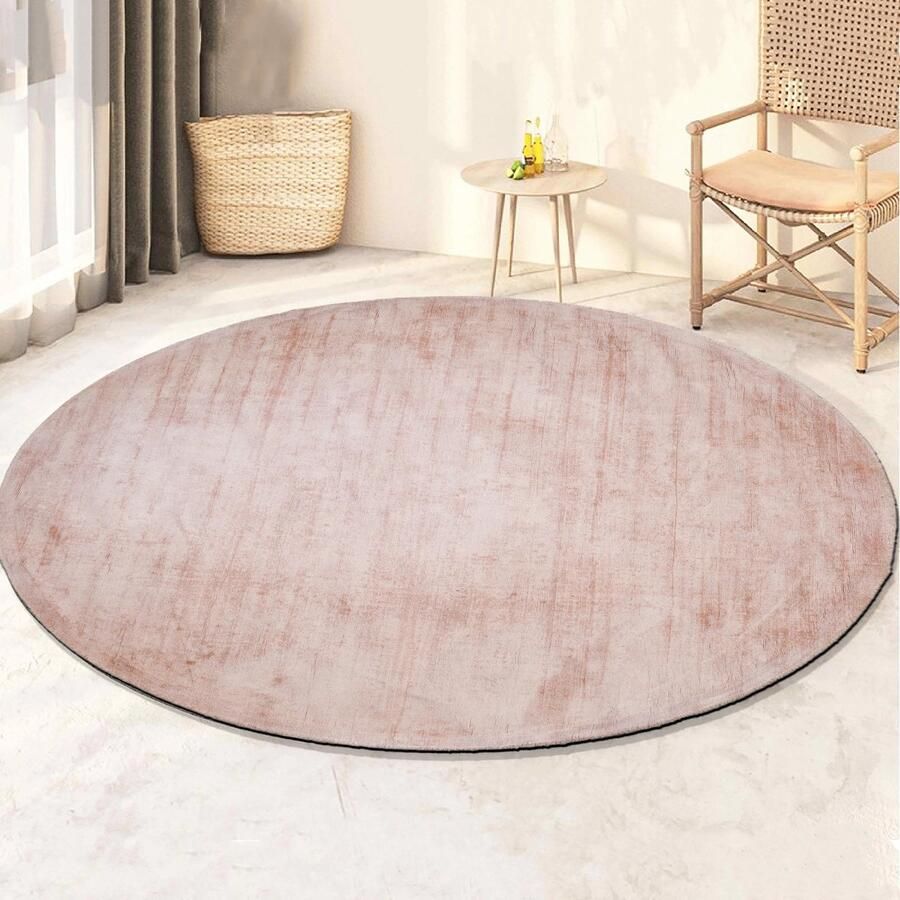 Velaar Milan Königlich Viscose Vloerkleed Rond Laagpolig Roze 195 CM ROND