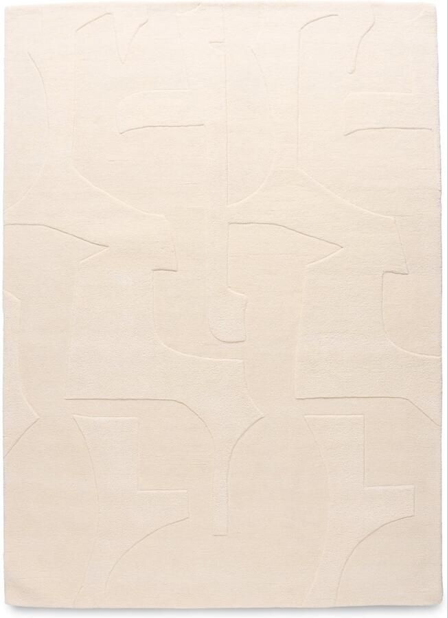 Velaar Outlet 100% Wol Japandi Vloerkleed Bermuda 100% Wol Laagpolig Tapijt Creme 190x290 CM