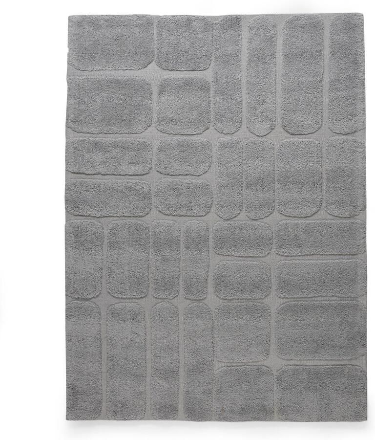 Velaar Outlet 100% Wol Japandi Vloerkleed Bermuda 100% Wol Laagpolig Tapijt Grijs 190x290 CM