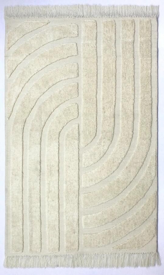 Velaar Vloerkleed Pastrana Japandi – 100% Wol Design Tapijt Creme Beige 190x290 CM