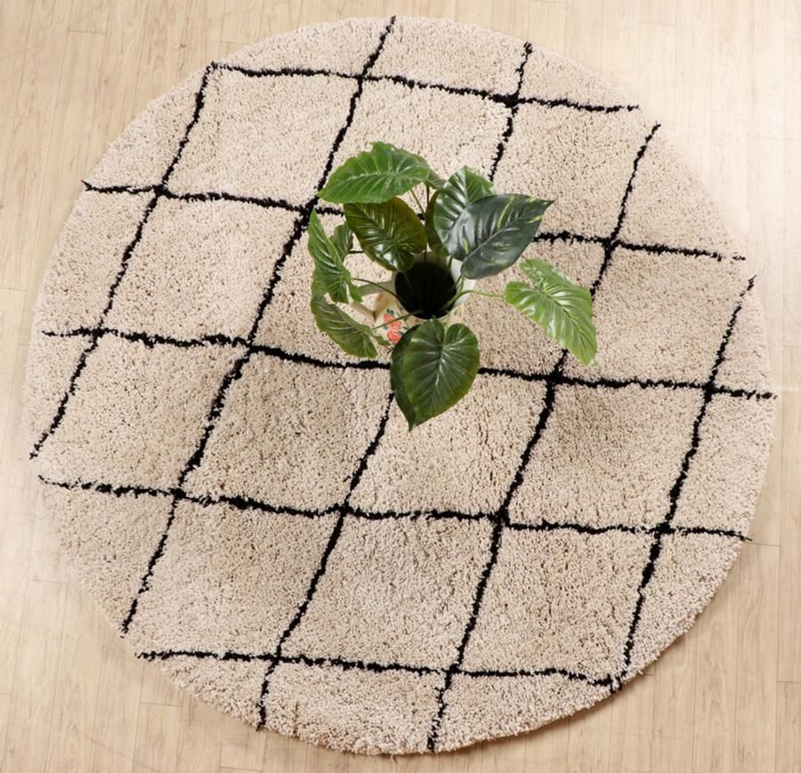 Velaar Vloerkleed Berlin Hoogpolig Rond Wit Creme 200 CM ROND